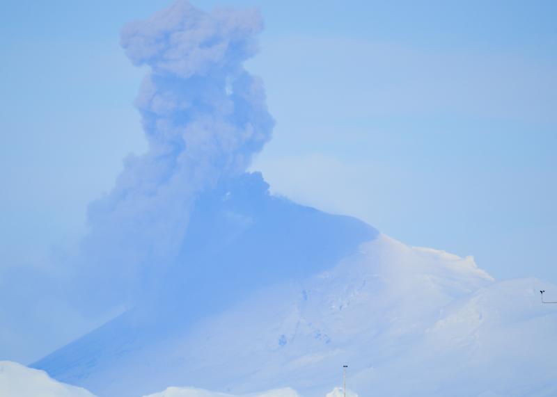 Eruption of Pavlof Volcano as viewed from Cold Bay on Saturday, May 14, 2016.