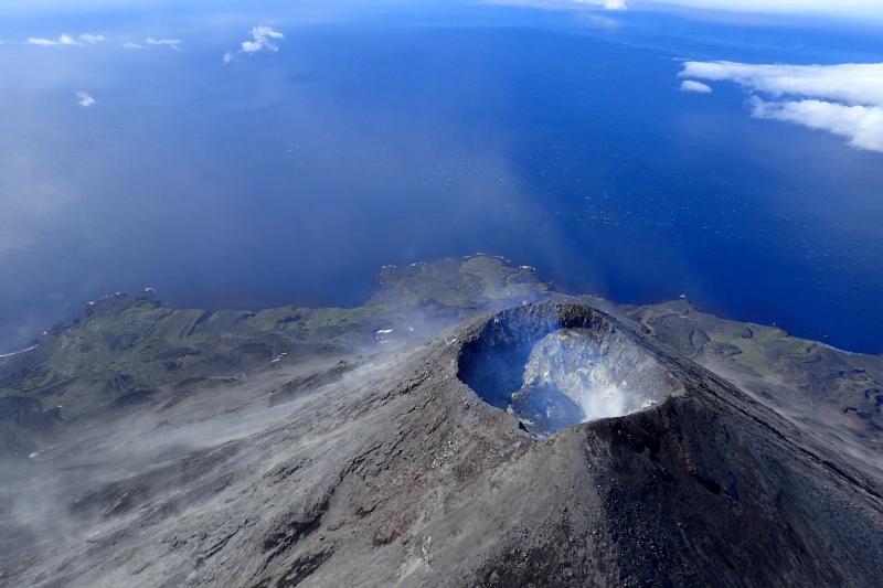 Summit of Mt. Cleveland volcano - dome visible in crater.