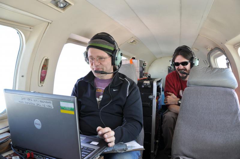 Rick Wessels and Peter Kelly measuring volcanic gases at several Cook Inlet volcanoes using the Volcano Emissions Research Package (VERP) and COSPEC.