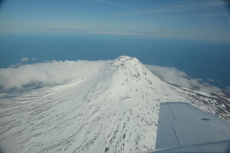 Aerial view of Augustine volcano.