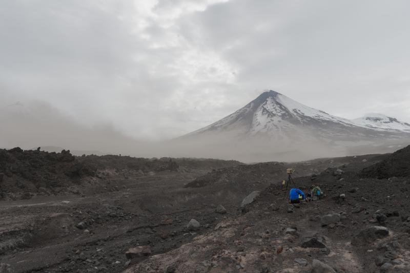 Resuspended ash and dust blowing across the northwest flank of Pavlof Volcano, July 17, 2017. Diffuse plumes of resuspended ash and dust were being lofted by the wind to heights of 8,000-10,000 ft while the area was visited by AVO scientists. It is possible that this phenomenon may have been the source of pilot reports of ash emission at Pavlof in June-July 2017. 