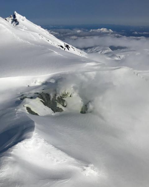 Aerial view of Kupreanof fumaroles, April 2, 2018. Image courtesy of Dan Pepin, U.S. Fish and Wildlife Service.