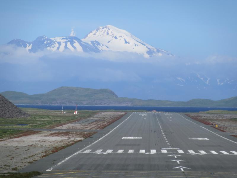 Great Sitkin, as viewed from Adak&#039;s runway, July 10, 2018. Photo courtesy of Andy Lewis.