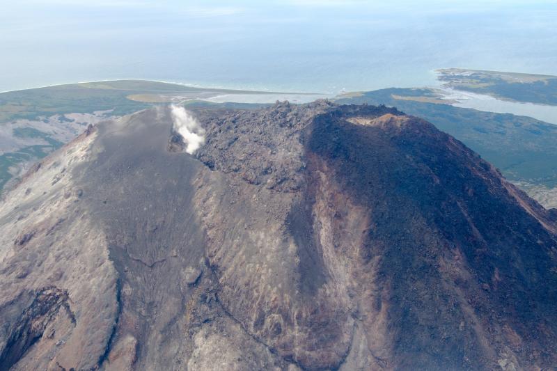Augustine summit with lava dome and fumarole viewed during the 2018 Cook Inlet gas survey.