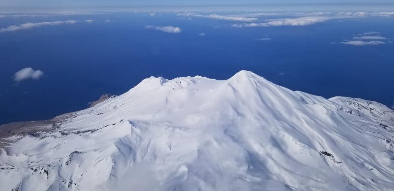 Aerial view of Great Sitkin, March 27, 2019. Photo courtesy of Steve Rhodes/Alaska Airlines. 