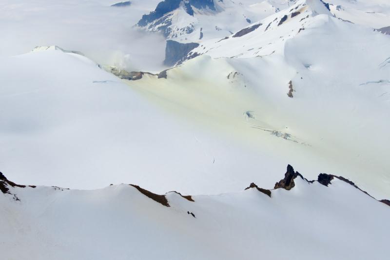 Fumarole field at Kupreanof taken during an overflight to measure gas emissions.