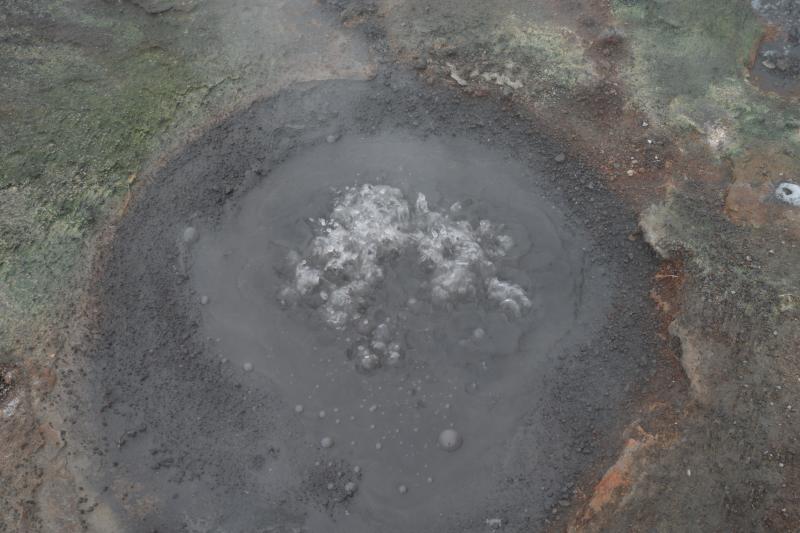 Small boiling fumarole on Bogoslof Island, July 13, 2019. Width of feature about 1 meter.