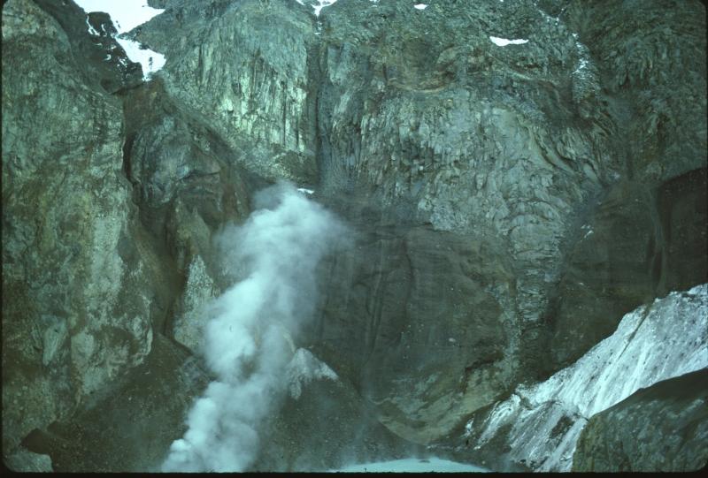 Dike and dome visible within the summit crater at Crater Peak, Mount Spurr.