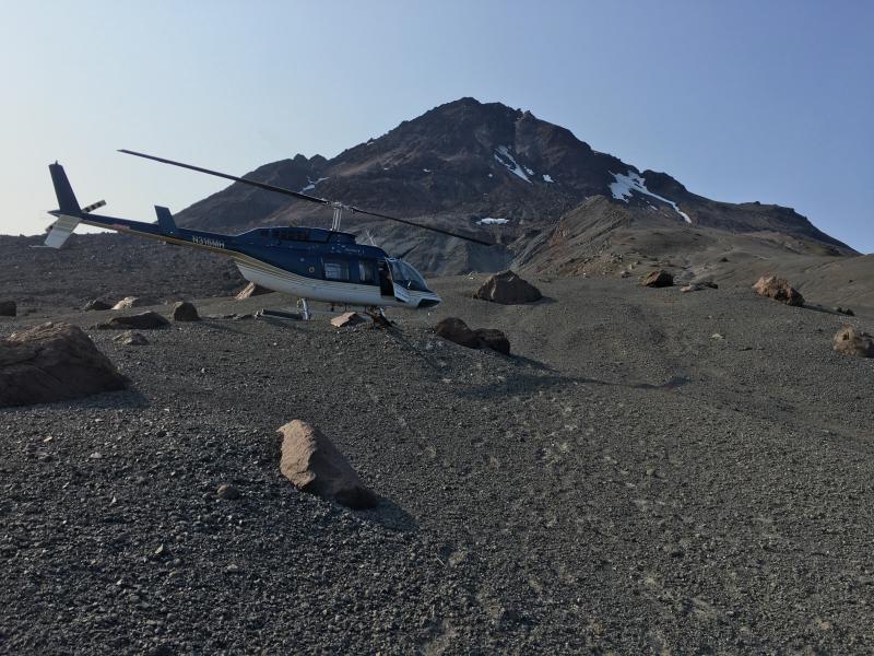 Augustine field work, 28 July - 3 August, 2019. Helicopter on site during routine maintenance.