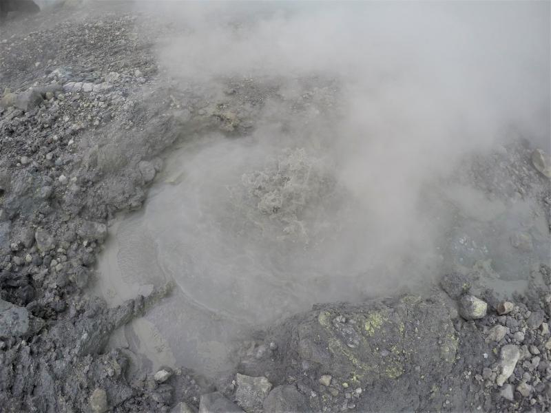 Fumaroles at the summit of Makushin volcano.
Makushin summit hike by Jacob Whitaker, August 8, 2019.
