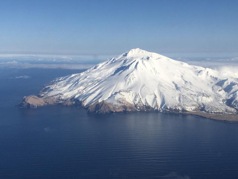 Photos provided by Ed Fischer of Great Sitkin from the departing Adak to Anchorage flight on March 11.