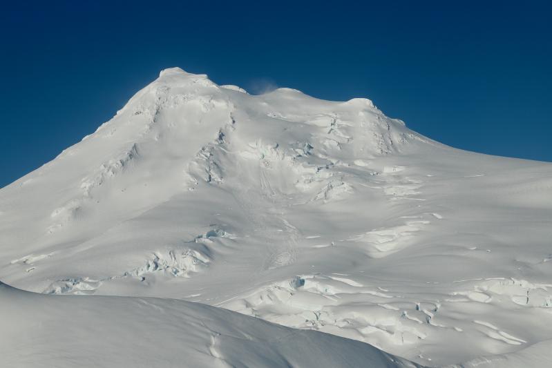 Summit of Mount Spurr with weak fumarole observed during the fall 2020 gas flight.