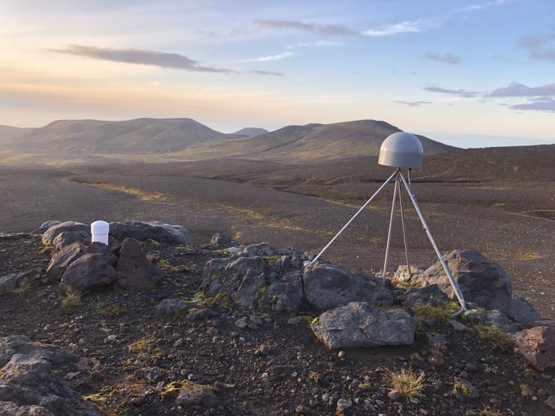 Working on geodetic equipment (GPS  and tiltmeter) at site WECS, Westdahl Volcano - Cape Sarichef, during September 2020.
