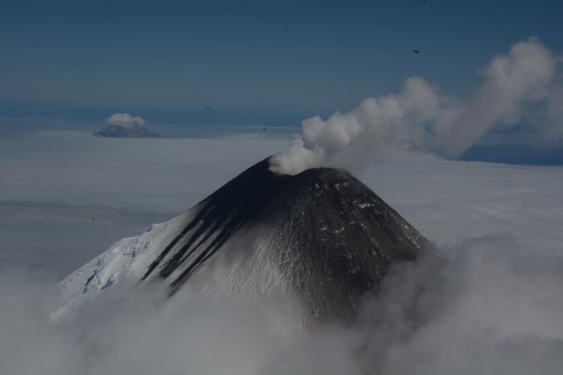 Air photo of Cleveland Volcano, taken by Burke Mees, pilot.