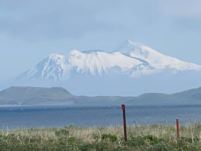 Great Sitkin volcano with recent deposits. Taken from Adak by Steve Skeehan, June 5, 2021, 13:47 local time.