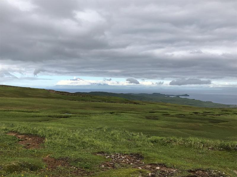Great Sitkin, as viewed from Adak, August 2, 2021, courtesy of Lisa Spitler, US Fish &amp; Wildlife Service.