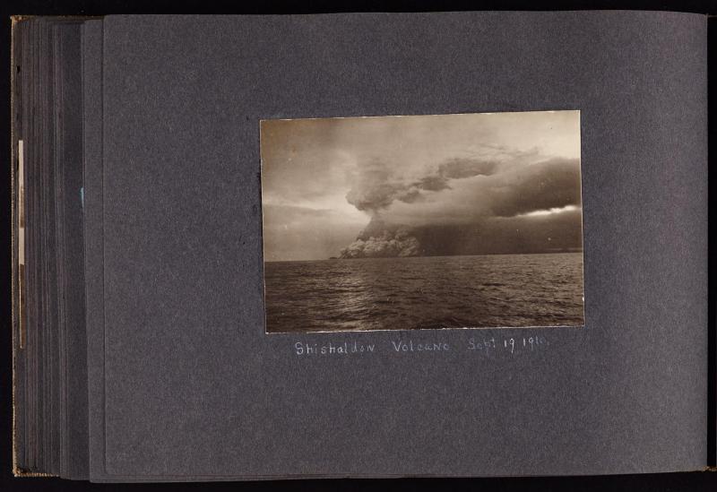 Bogoslof (not Shishaldin, as the writing on the photo claims) in eruption, September 19, 1910. Photo is from Album 4 Alaska, 1911; Puerto Rico and Virgin Islands, 1911-1912, Alexander Wetmore Papers, circa 1848-1979 and undated, available at https://www.biodiversitylibrary.org/item/239894#page/3/mode/1up