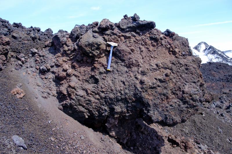 Brecciated ice-marginal lava flow from the 2018 eruption of Veniaminof.