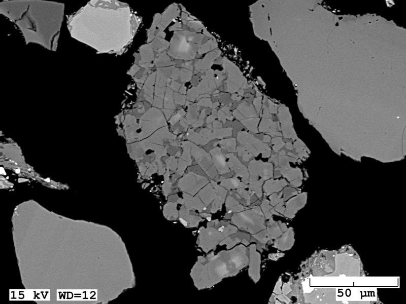 BSE image of a dense to porous crystalline tephra grains collected from the March 8, 2017 eruption at Bogoslof. 