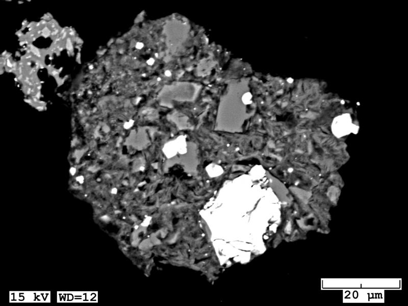 BSE image of altered tephra grain collected from the March 8, 2017 eruption at Bogoslof. 