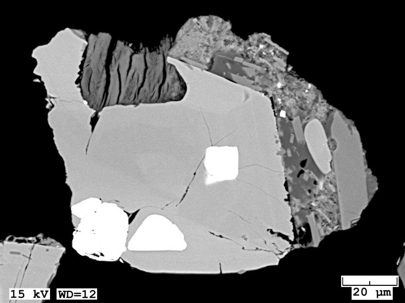 BSE images of altered tephra grain collected from the May 17, 2017 eruption at Bogoslof. 