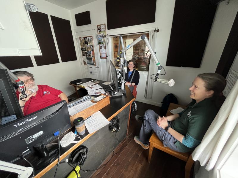 Michelle Coombs (USGS-AVO) and Cheryl Cameron (ADGGS-AVO) speak with Rich McClear during his Good Day radio show on KCAW Raven Radio in Sitka, to discuss current activity at Edgecumbe volcano. 
