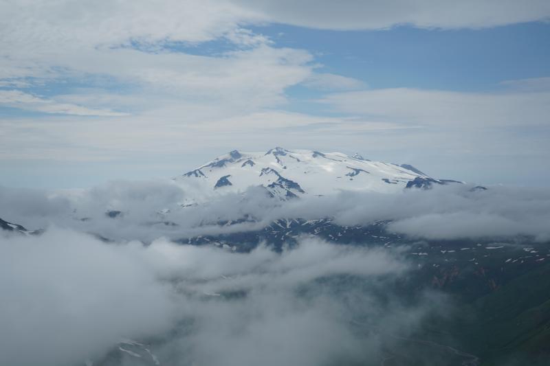 Aerial view of Makushin volcano.