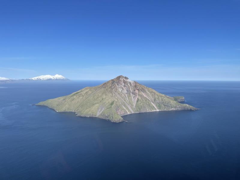 Bobrof Volcano with Tanaga Volcano in the upper left, Andreanof Islands, western Aleutians.