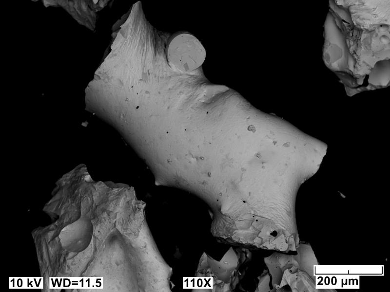 Scanning electron microscope image of Shishaldin ash from Event 10 on September 15, 2023, collected near False Pass, Alaska.