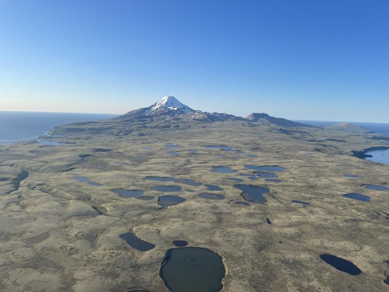 Kanaga fly-by; image looking north.