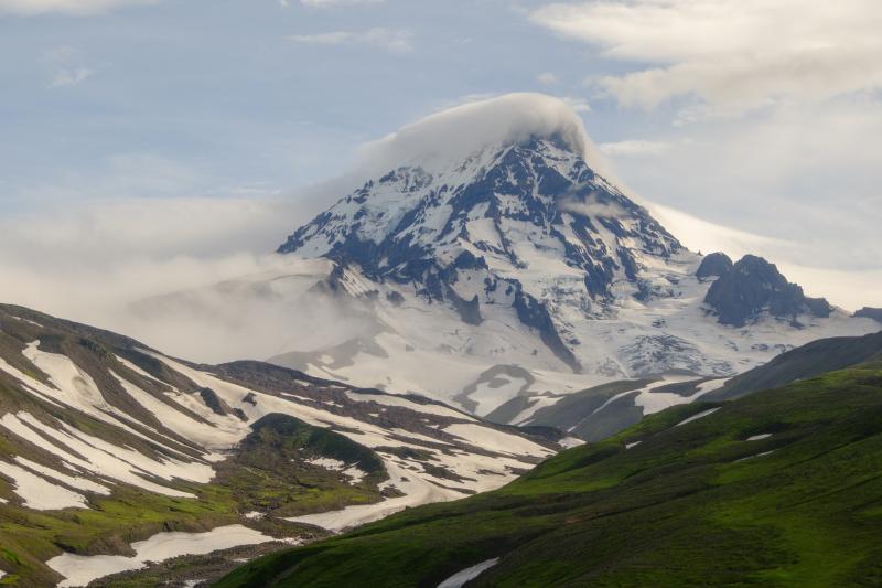 Isanotski Peaks, from the north. 