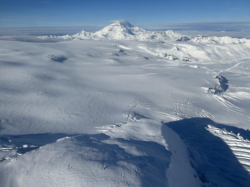 Seismic station WAZA at the bottom of the frame; Mount Drum at the top. 