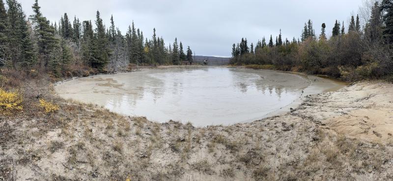 Upper Klawasi mud volcano, September 2024. Photo by Lee Zirnheld, AVO/DGGS.