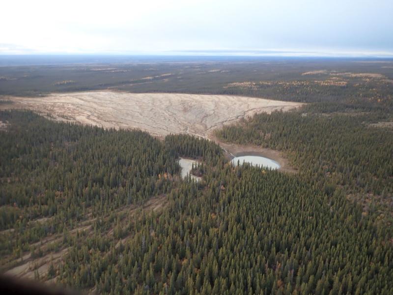 Aerial view of Lower Klawasi mud volcano, September 26, 2024. Photo by Max Kaufman, AVO/UAF-GI.