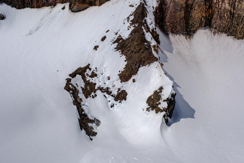 Fumarole area within Crater Peak on May 23, 2025. The area had very light steaming and was emitting only carbon dioxide. View is to the west.