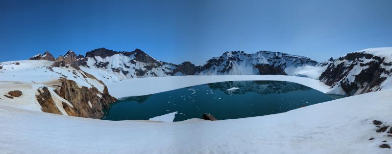 View of Katmai Lake from the caldera rim on June 19, 2025.