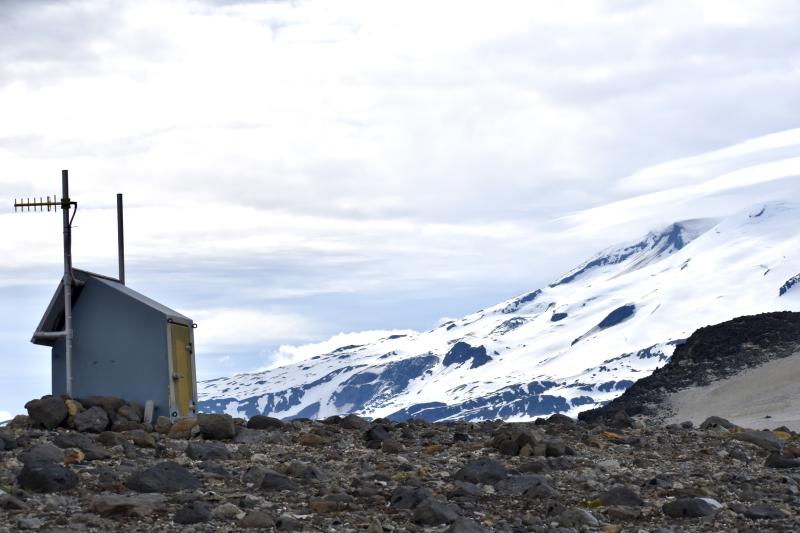 Station KAVE with Mount Mageik in the background.