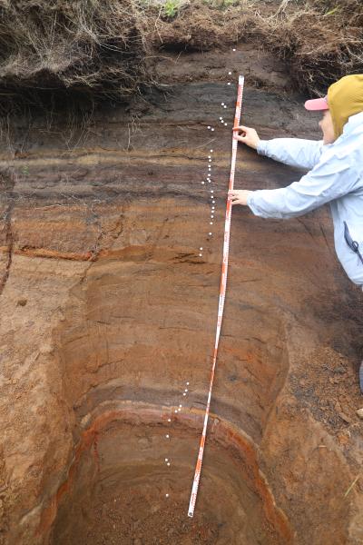 Tephra section 25AAHD001 on the bluff next to the airstrip in Atka, Alaska. 