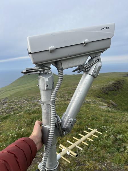 Creative repairs to KOWE camera mount during 2025 Korovin Geophysics Project.