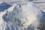 Summit crater lake and fumaroles at Martin.